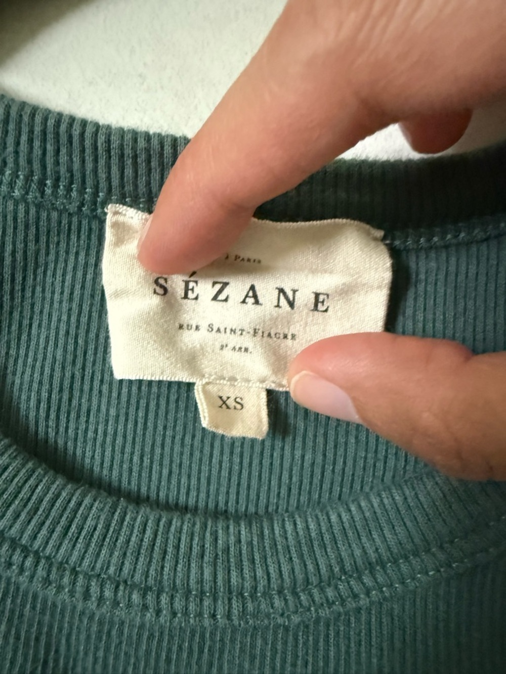 Sézane Green Ribbed Racerback Tank Top - Picture 4 of 4